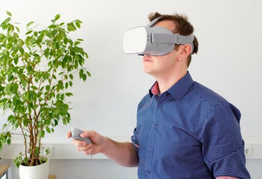 man with VR headset on